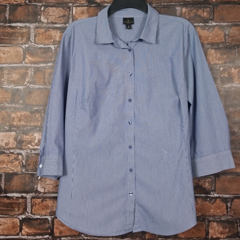 Worthington Woman| Qtr Sleeve Button Down Career S